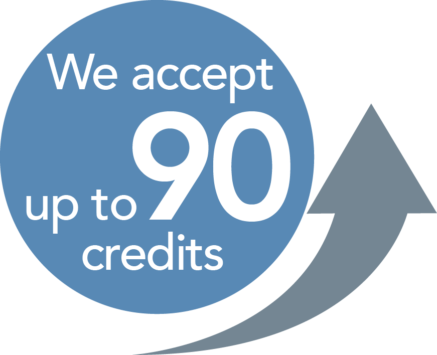 We accept up to 90 credits